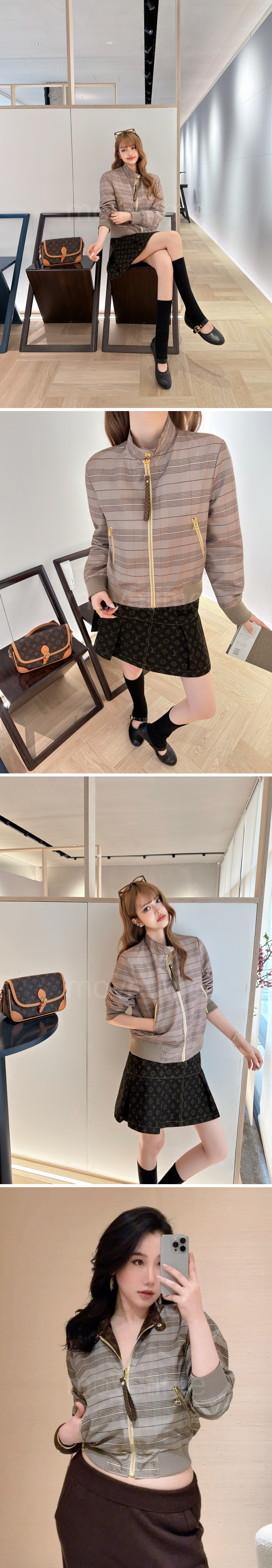 루이비통 로고 여성 모노그램 리버서블 봄버 자켓 (브라운-그레이) 26SS 상세이미지 3