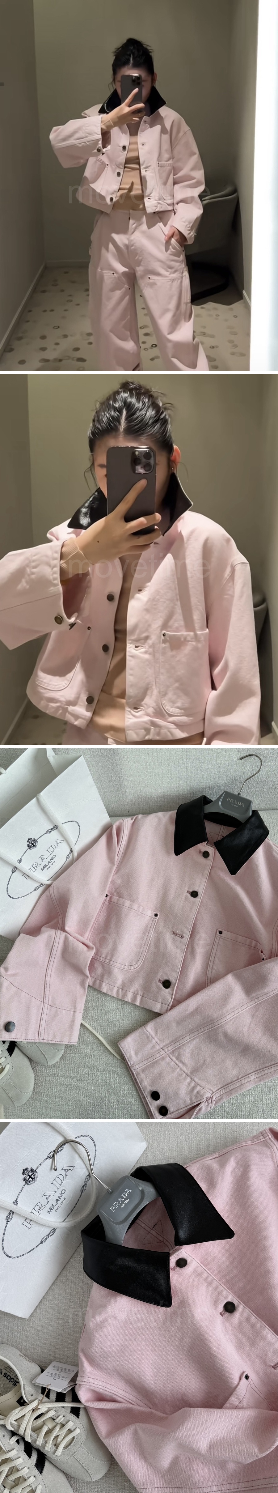 프라다 삼각로고 여성 쇼트 데님 카라 자켓 (핑크) 26SS 상세이미지 2