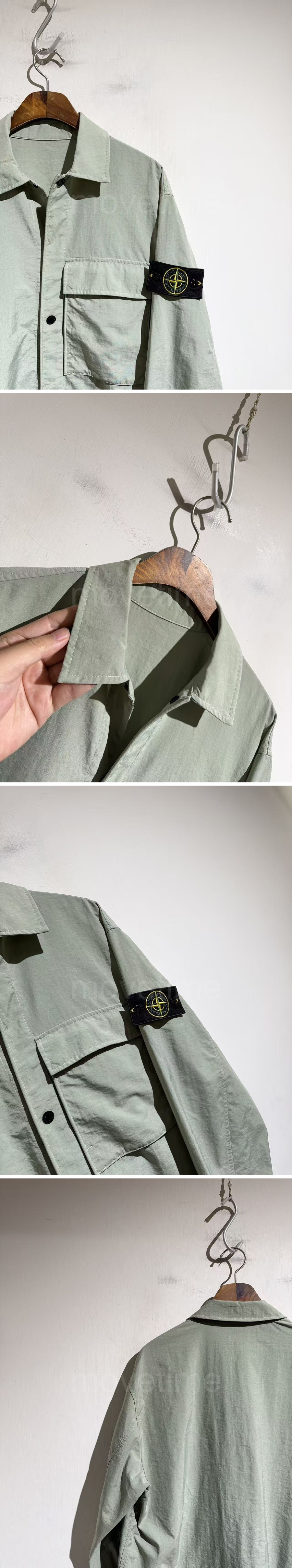 스톤아일랜드 로고 탈부착 Appliqued Crinkled 카라 자켓 (그린) 26SS 상세이미지 3