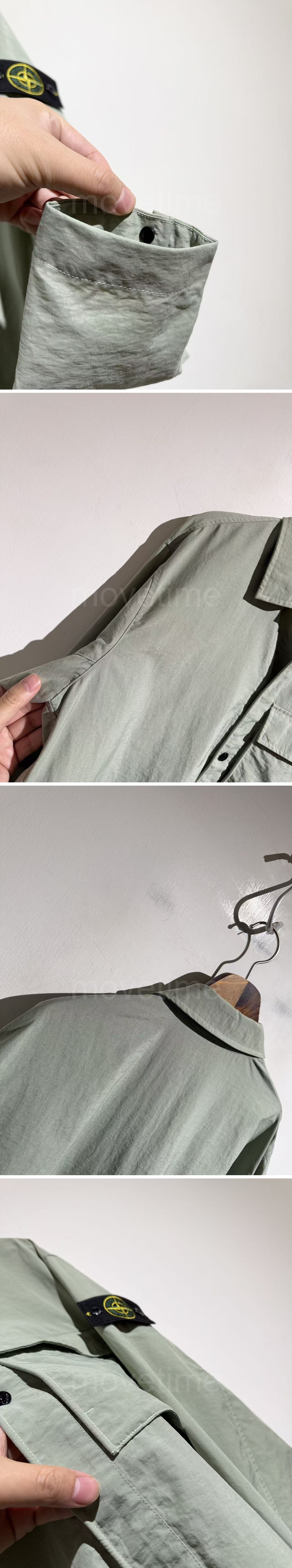 스톤아일랜드 로고 탈부착 Appliqued Crinkled 카라 자켓 (그린) 26SS 상세이미지 5