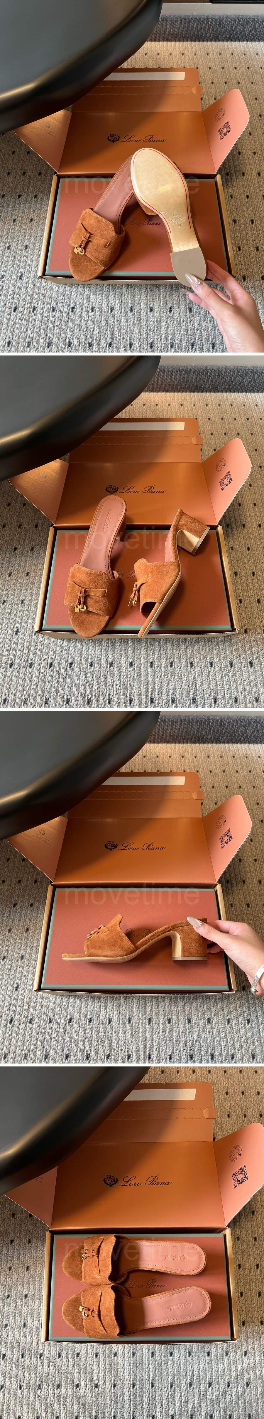 로로피아나 로고 여성 레더 가죽 6cm 굽 샌들 (3컬러) 26SS 상세이미지 7