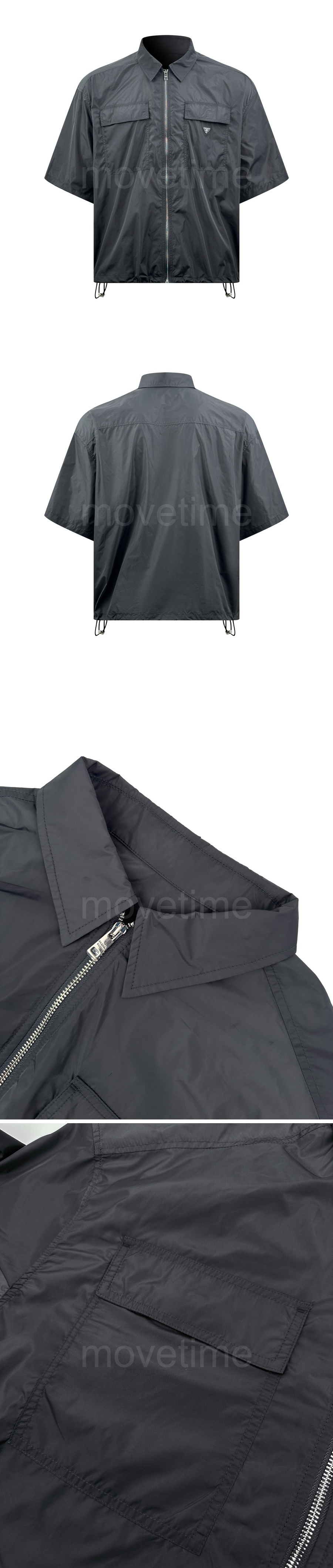 프라다 삼각로고 나일론 카라 오픈 반팔 티셔츠 (블랙) 26SS 상세이미지 3
