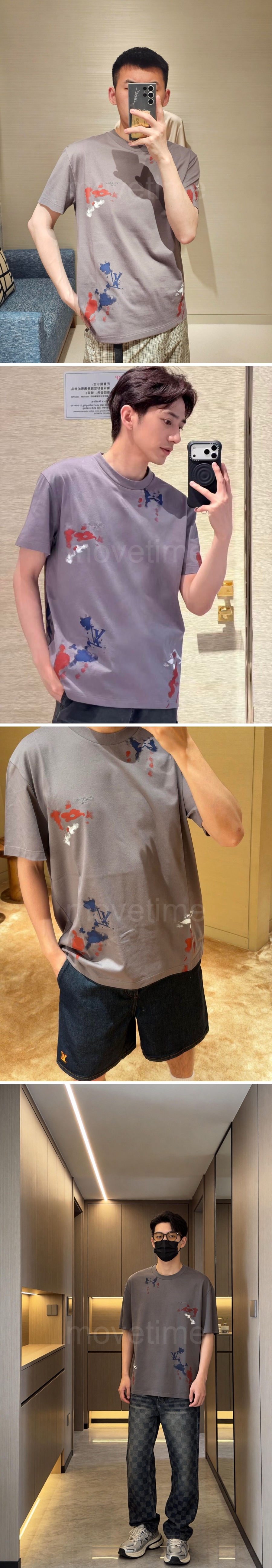 루이비통 로고 그래픽 반팔 티셔츠 (그레이) 26SS 상세이미지 5