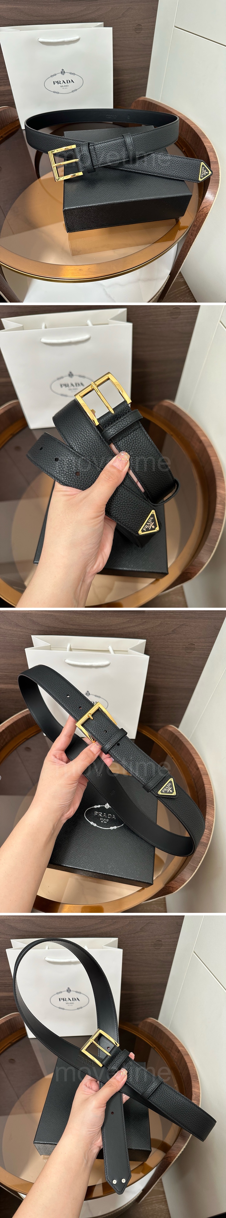 프라다 로고 Saffiano 레더 가죽 3.5cm 블랙 벨트 (2컬러) 26SS 상세이미지 4