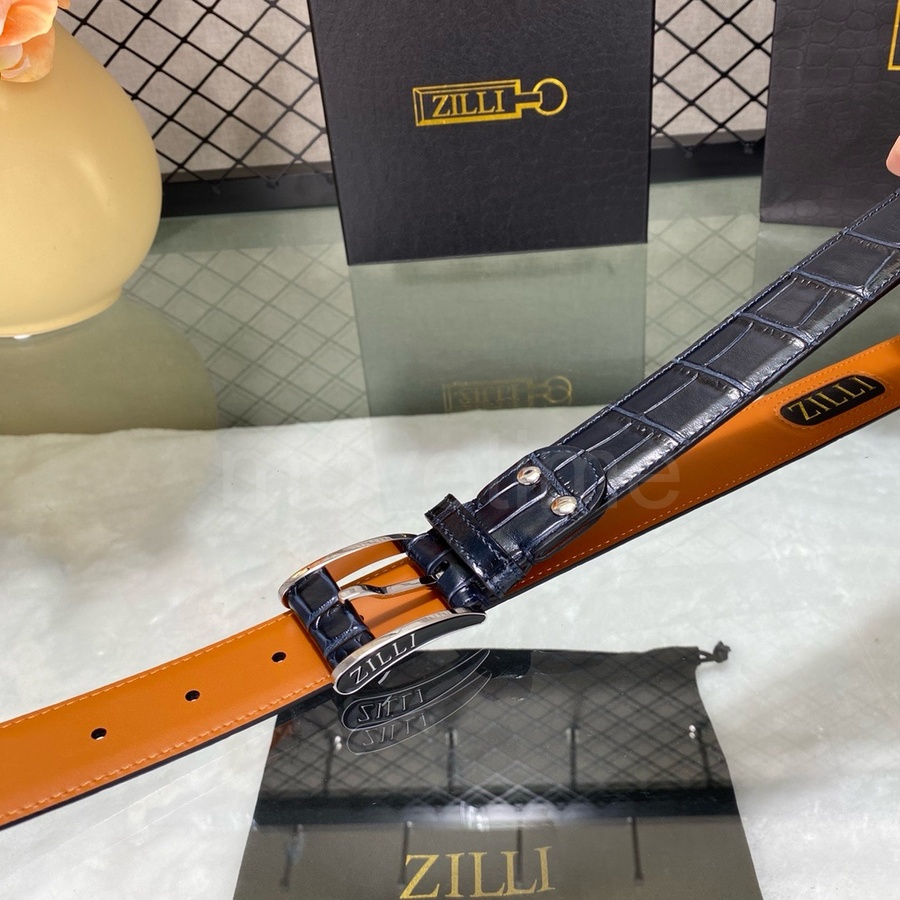 질리 로고 ZILLI 레더 가죽 네이비 3.5cm 벨트 (2컬러) 26SS 상세이미지 4