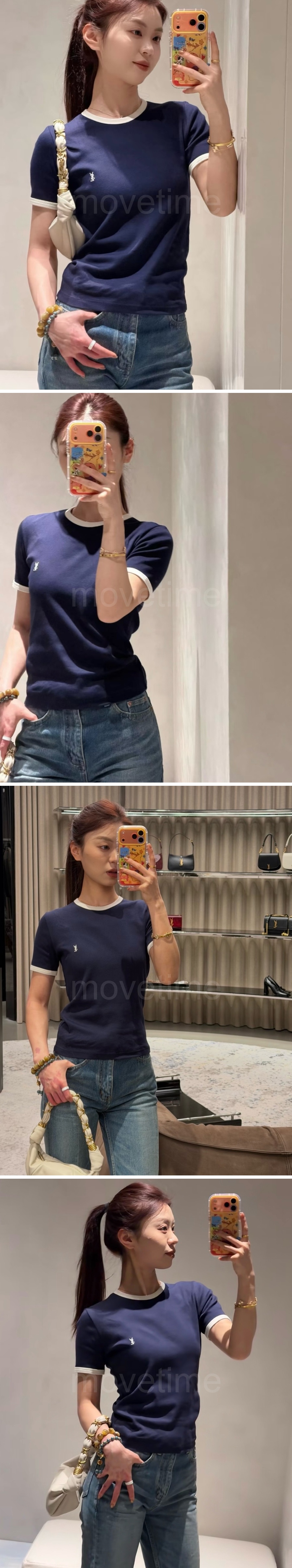 입생로랑 여성 YSL자수 반팔 티셔츠 26SS 상세이미지 2