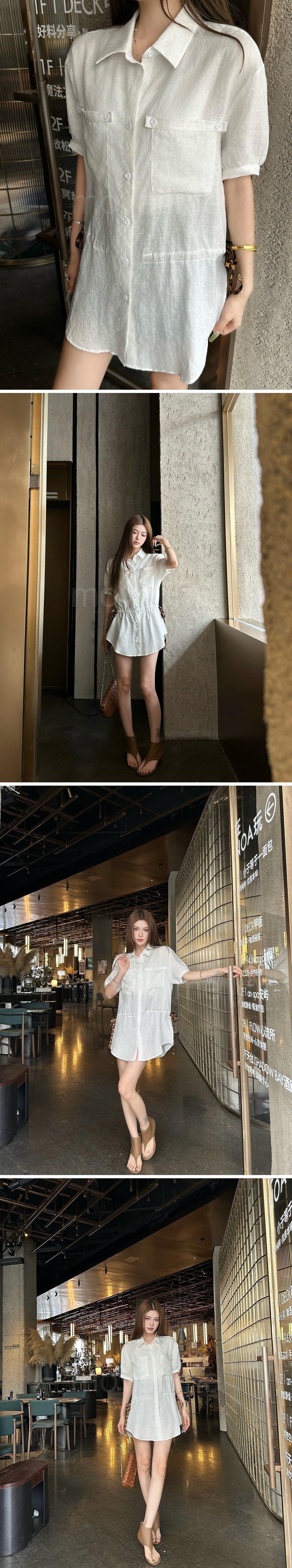 루이비통 여성 린넨 반팔 셔츠 윈피스 26SS 상세이미지 3