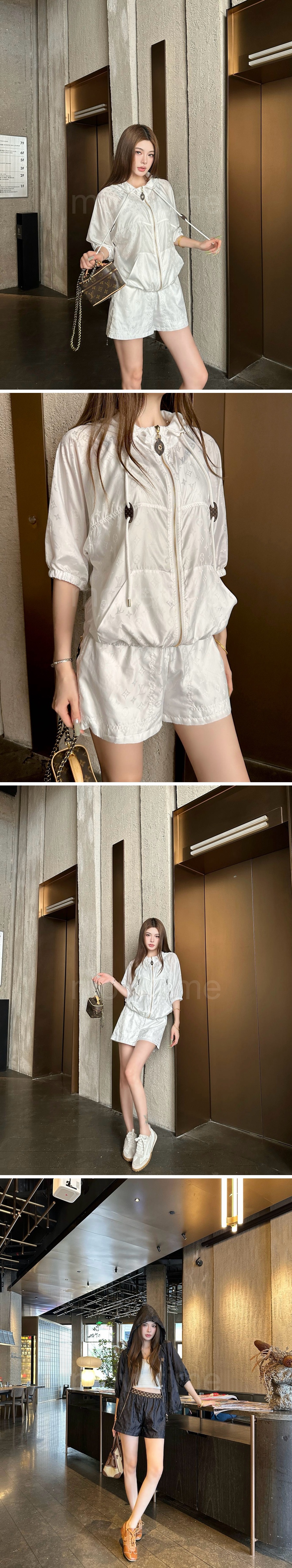루이비통 여성 후드 반팔 윈드브레이커 자켓 + 미니 쇼츠 반바지 상하의 세트 26SS 상세이미지 2