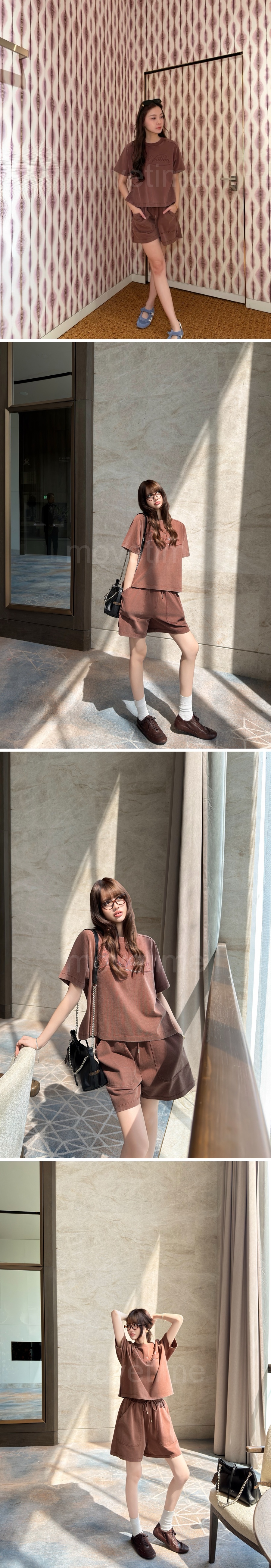 루이비통 여성 반팔 티셔츠 + 쇼츠 반바지 상하의 세트 26SS 상세이미지 3