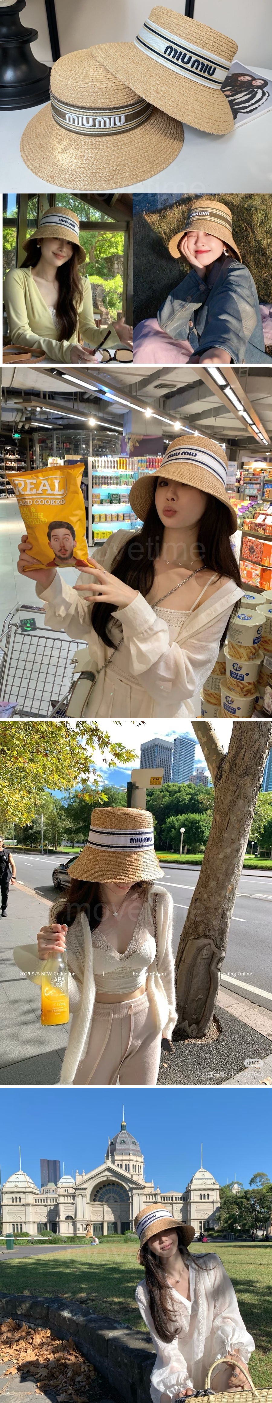 미우미우 여성 MIUMIU 자수 비치모자 벙거지 모자 26SS 상세이미지 4