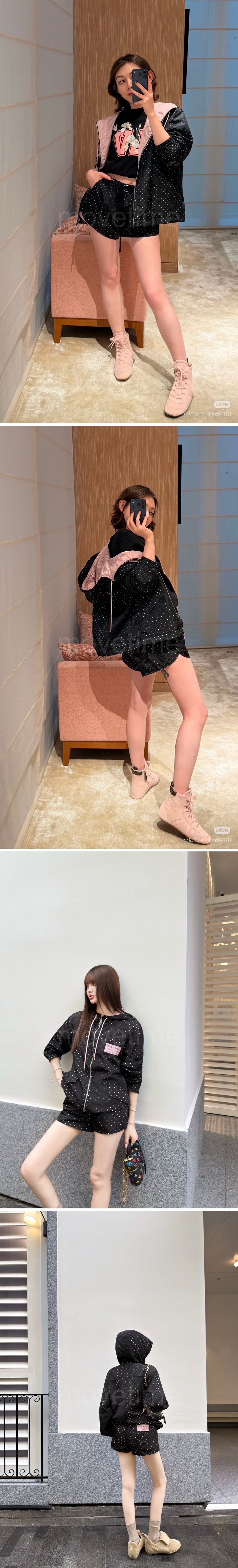 루이비통 여성 후드 바람막이 자켓 + 미니 쇼츠 반바지 햇팬츠 상하의 세트 26SS 상세이미지 3