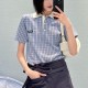 미우미우 여성 체크패턴 카라 폴로 반팔 티셔츠 26SS