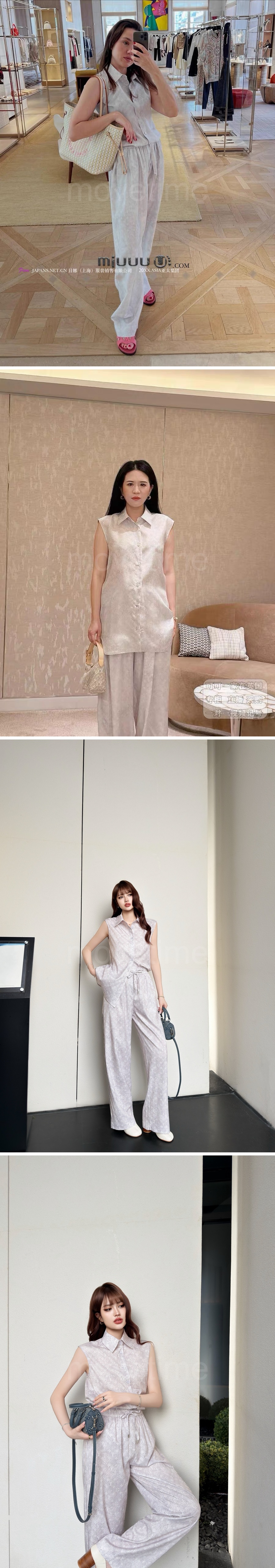루이비통 여성 모노그램 슬리브리스 셔츠 + 오버핏 팬츠 바지 상하의 세트 26SS 상세이미지 2