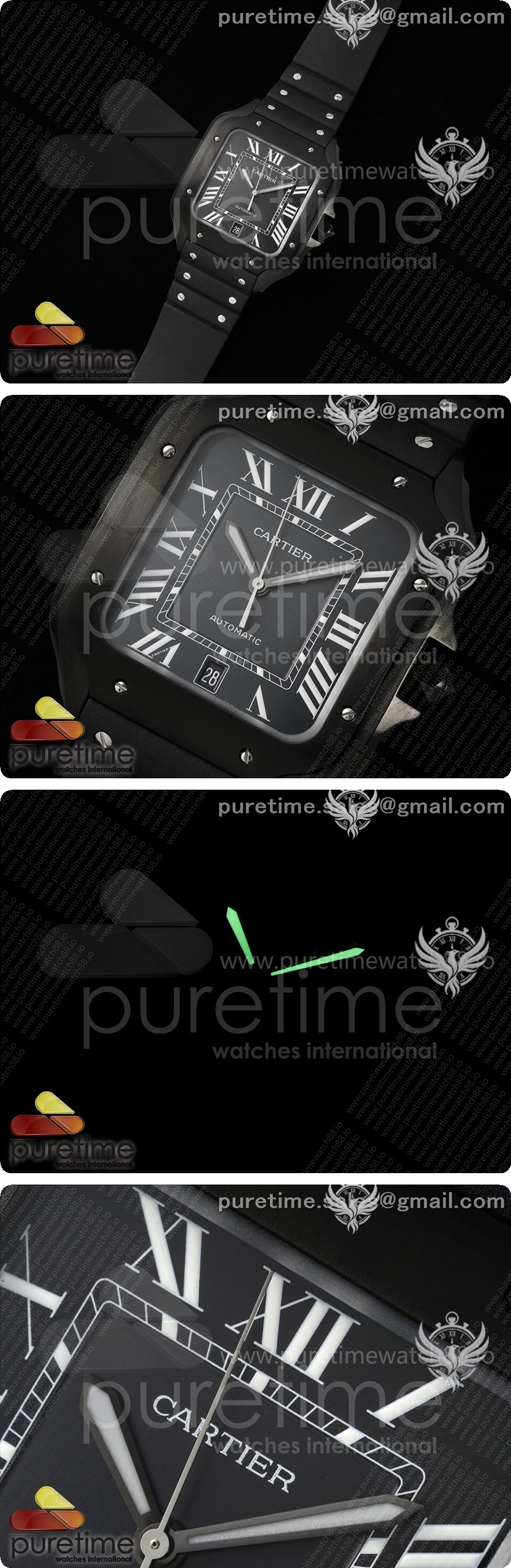 까르띠에 산토스 드 까르띠에 40mm PVD BVF 1:1 베스트 에디션 블랙 다이얼 러버 스트랩 미요타 9019 상세이미지 2