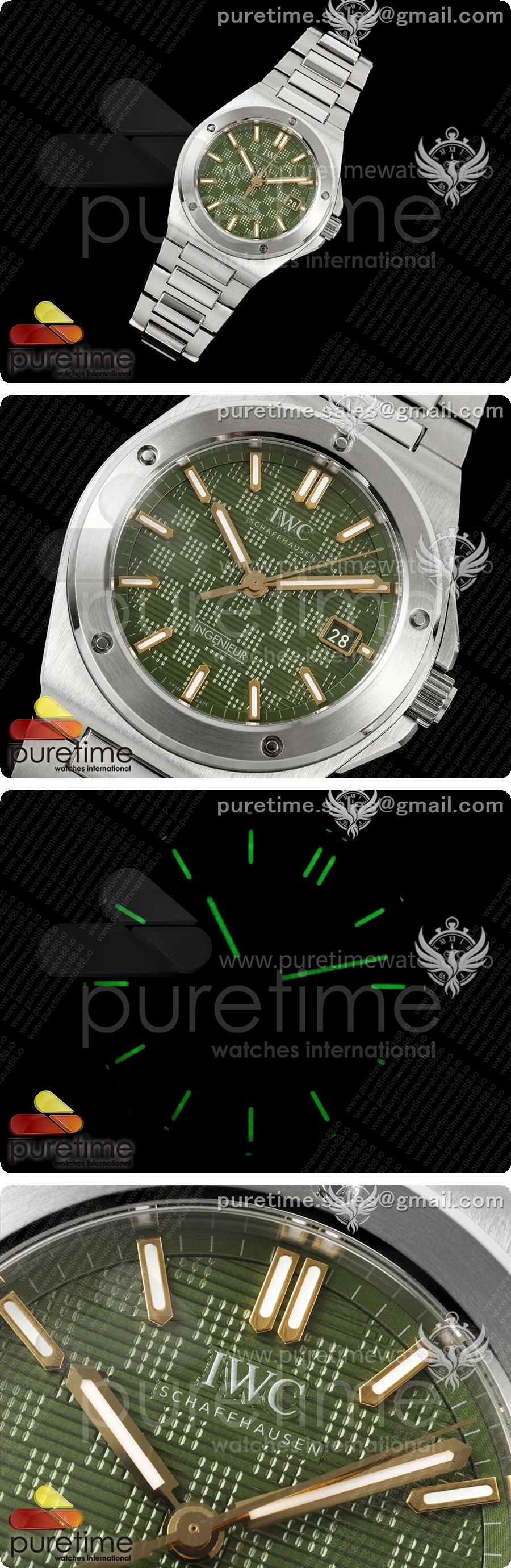 아이더블유씨 Ingenieur Automatic 40 SS MZF 1:1 베스트 에디션 그린/옐로우 다이얼, 스테인리스 스틸 브레이슬릿 A2892 상세이미지 2