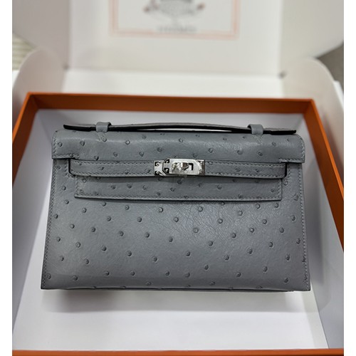 에르메스 Kelly Pochette 타조가죽 22 핸드백 클러치백 26SS