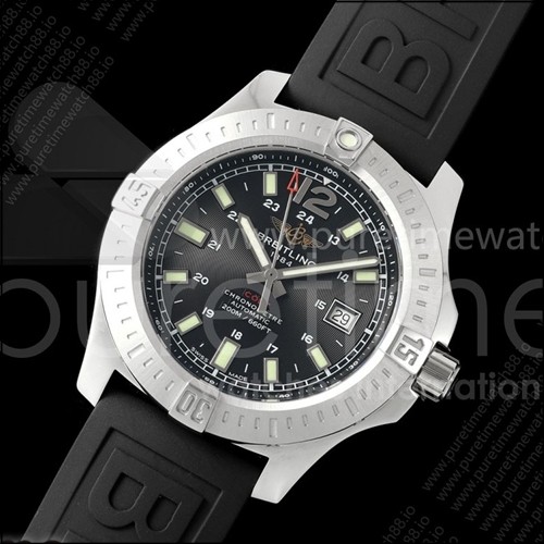 브라이틀링 콜트 오토매틱 44mm SS TF 1:1 베스트 에디션 블랙 다이얼 블랙 러버 스트랩 A2824 V2