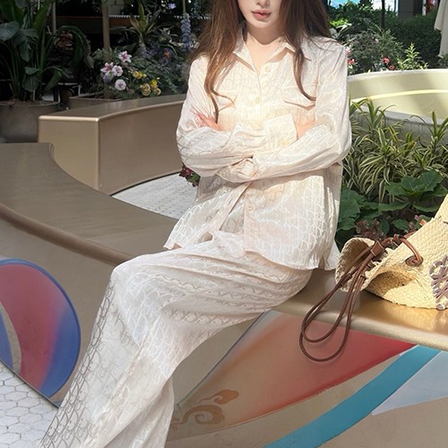디올 여성 오블리크 블라우스 셔츠 + 조거 팬츠 바지 상하의 세트 26SS