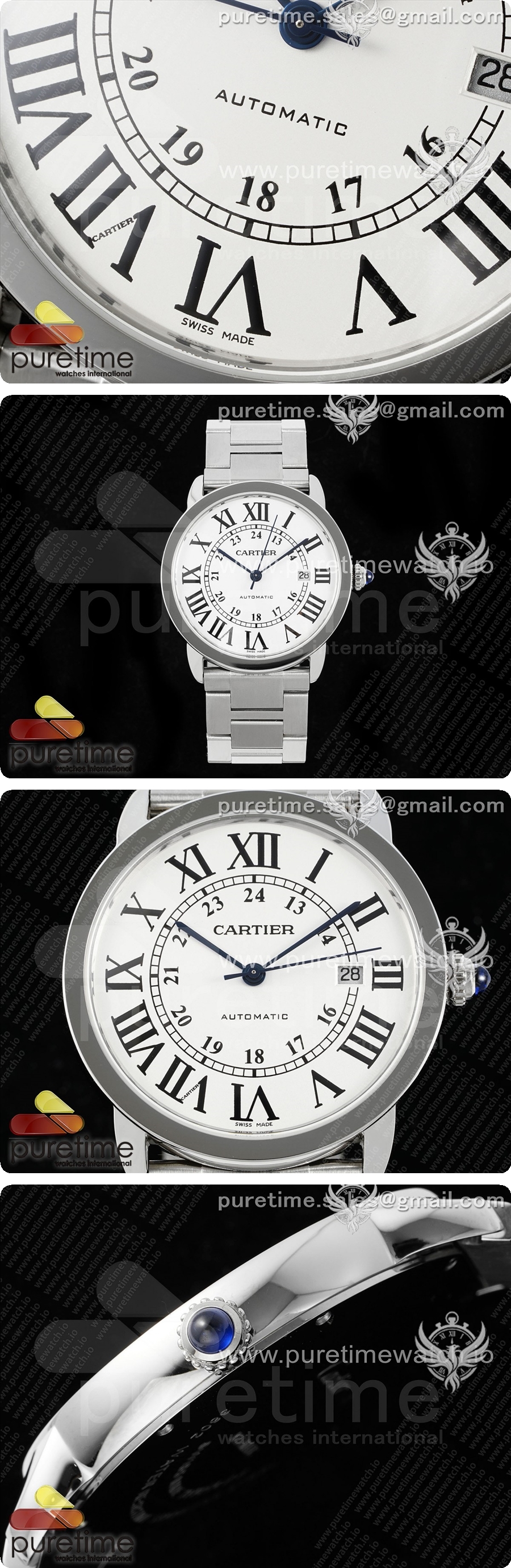 까르띠에 론드 솔로 42mm 스테인리스 스틸 AF 1:1 베스트 에디션 화이트 다이얼, 스테인리스 스틸 브레이슬릿, 미요타 9015 상세이미지 3