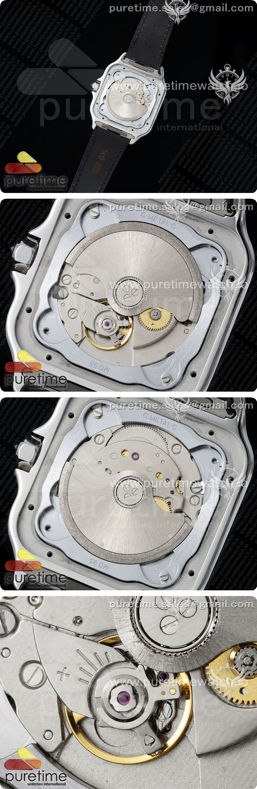 까르띠에 산토스 드 까르띠에 40mm 스테인리스 스틸 AF 1:1 베스트 에디션 화이트 다이얼 블랙 가죽 스트랩 미요타 9015 상세이미지 5