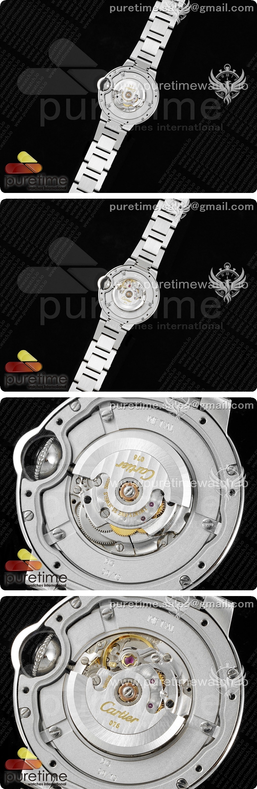 까르띠에 발롱 블루 33mm AF 1:1 베스트 에디션 실버 텍스처 다이얼 다이아몬드 베젤 스테인리스 스틸 브레이슬릿 론다 쿼츠 시계 상세이미지 5