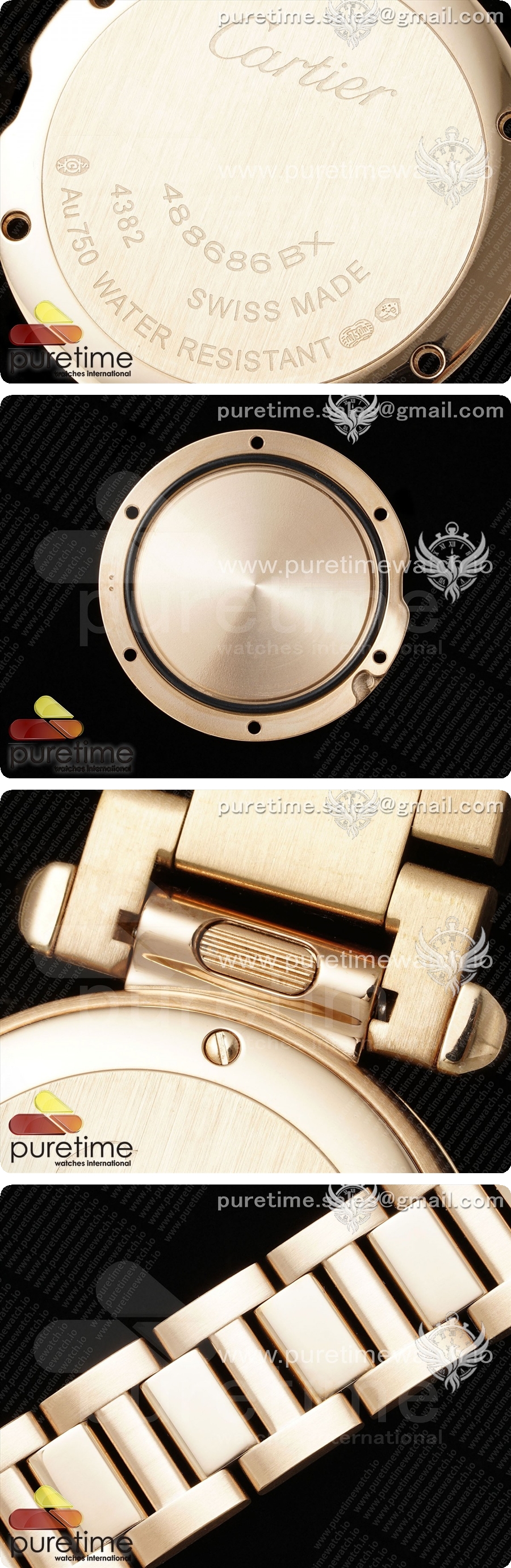 까르띠에 파샤 30mm 로즈골드 AF 1:1 베스트 에디션 화이트 텍스처 다이얼 다이아몬드 베젤 RG 브레이슬릿 Jaq 쿼츠 상세이미지 6
