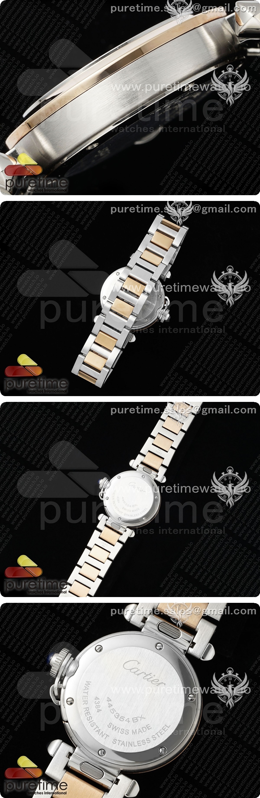까르띠에 파샤 30mm 실버/로즈골드 AF 1:1 베스트 에디션 화이트 텍스처 다이얼 SS/RG 브레이슬릿 Jaq 쿼츠 시계 상세이미지 4