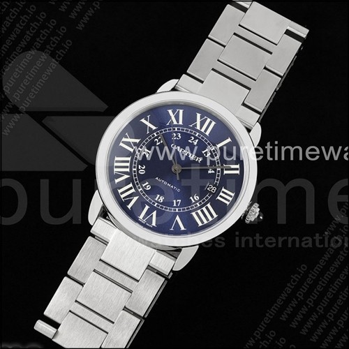 까르띠에 론드 솔로 42mm 스테인리스 스틸 AF 1:1 베스트 에디션 블루 다이얼, 스테인리스 스틸 브레이슬릿, 미요타 9015