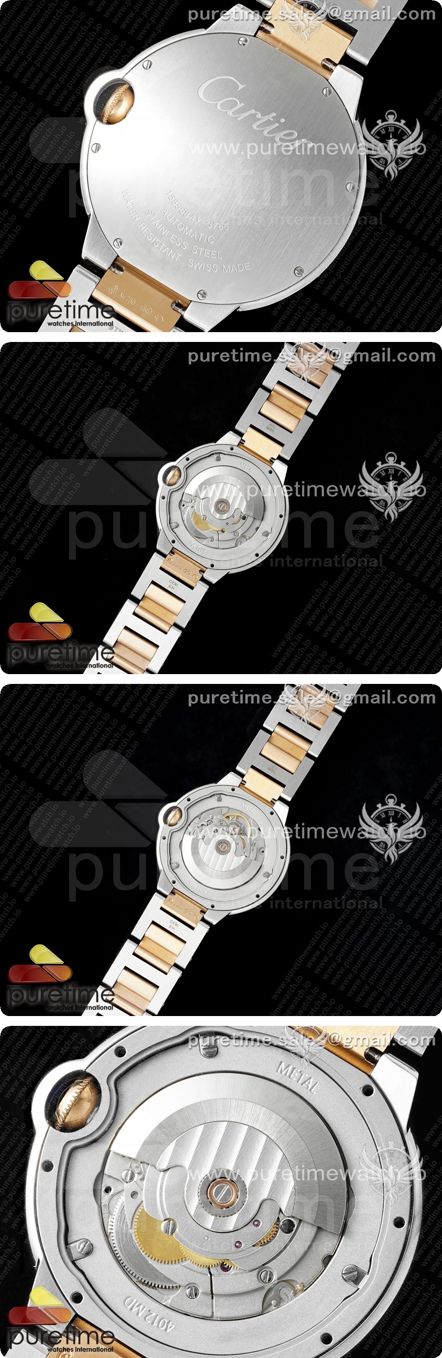 까르띠에 발롱 블루42mm 스테인레스 스틸/로즈골드 AF 1:1 화이트 텍스처 다이얼 A2824 V5 상세이미지 5