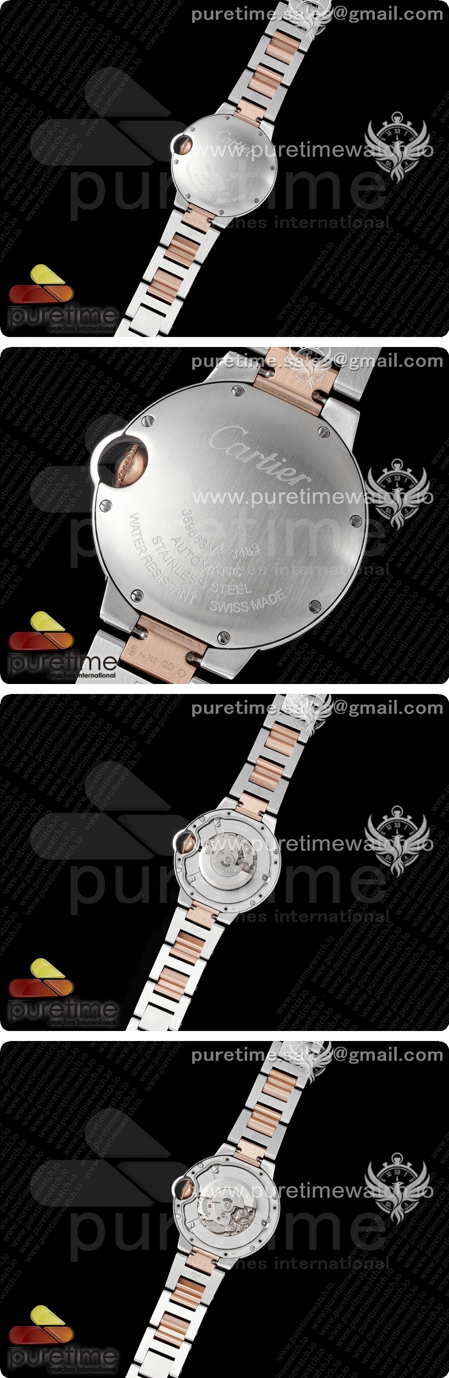 까르띠에 발롱블루 33mm 스테인레스 스틸/로즈골드 AF 1:1 실버 다이얼, SEIKO NH05A 상세이미지 4