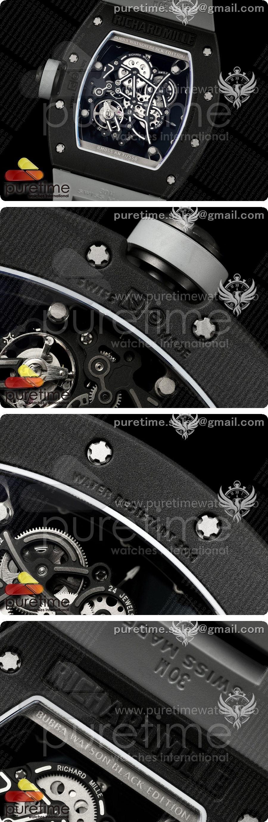 리차드밀 RM055 블랙 세라믹 A9F 1:1 그레이 이너 베젤, 그레이 러버 스트랩, RMUL2 프리 스프링 상세이미지 5