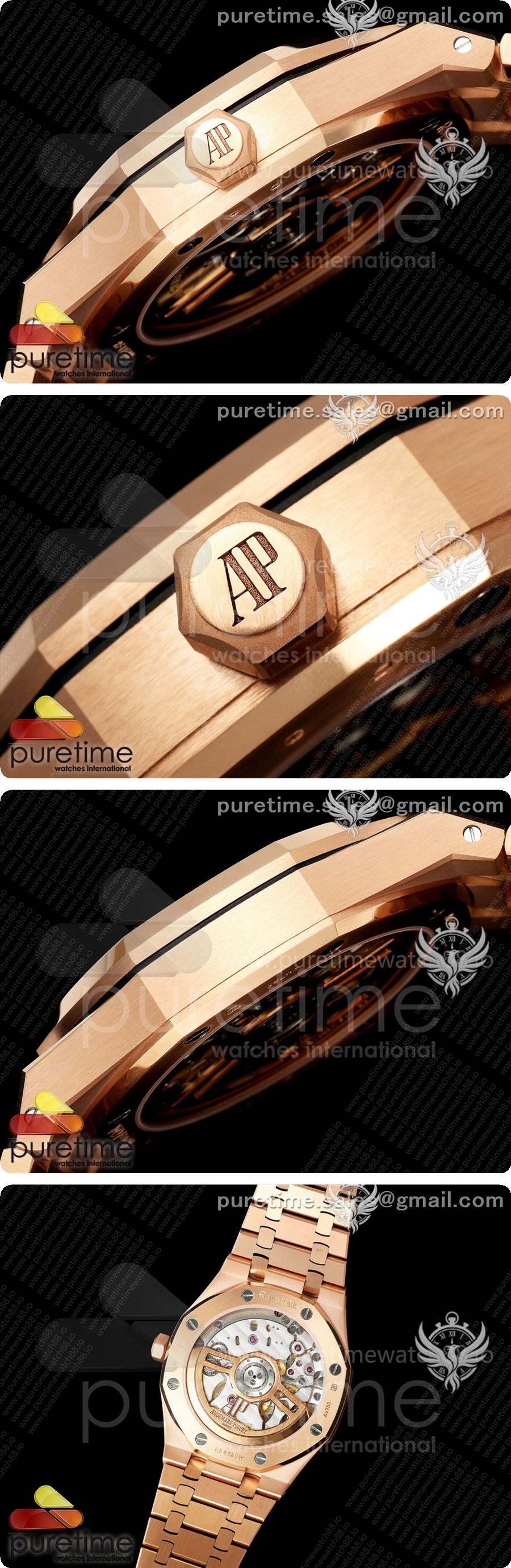 오데마피게 로얄 오크 41mm 15500 로즈골드 DDF 1:1 블랙 다이얼, 로즈골드 브레이슬릿, DD4302 슈퍼 클론 상세이미지 4