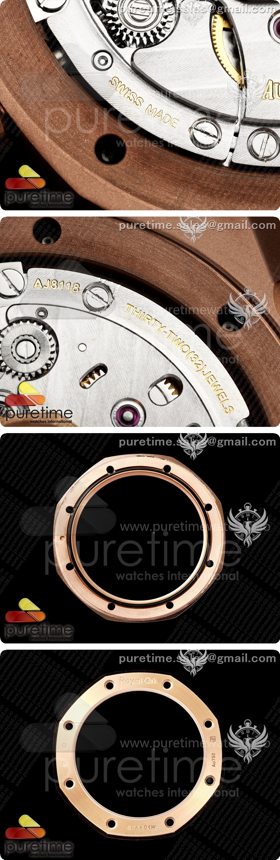 오데마피게 로얄 오크 41mm 15500 로즈골드 DDF 1:1 블랙 다이얼, 로즈골드 브레이슬릿, DD4302 슈퍼 클론 상세이미지 7