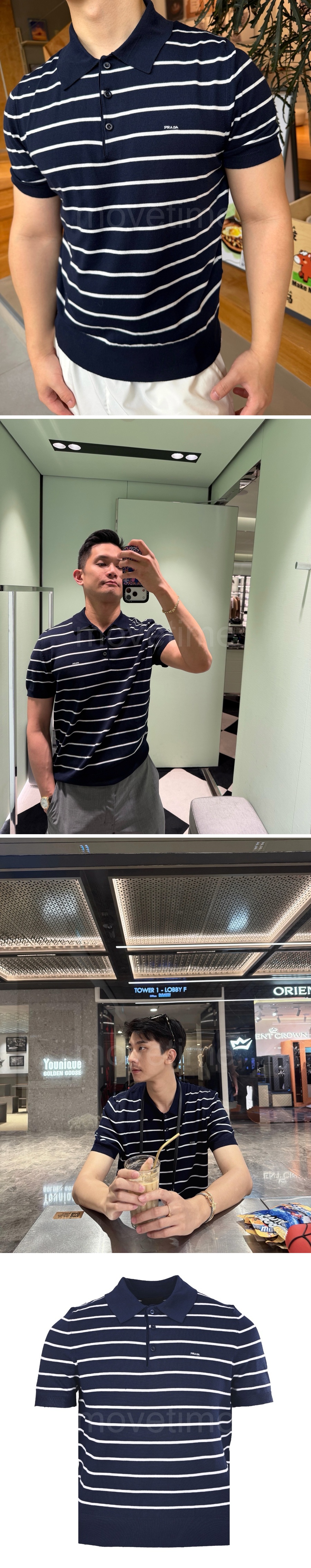 프라다 스트라이프 카라 폴로 반팔 티셔츠 26SS 상세이미지 2