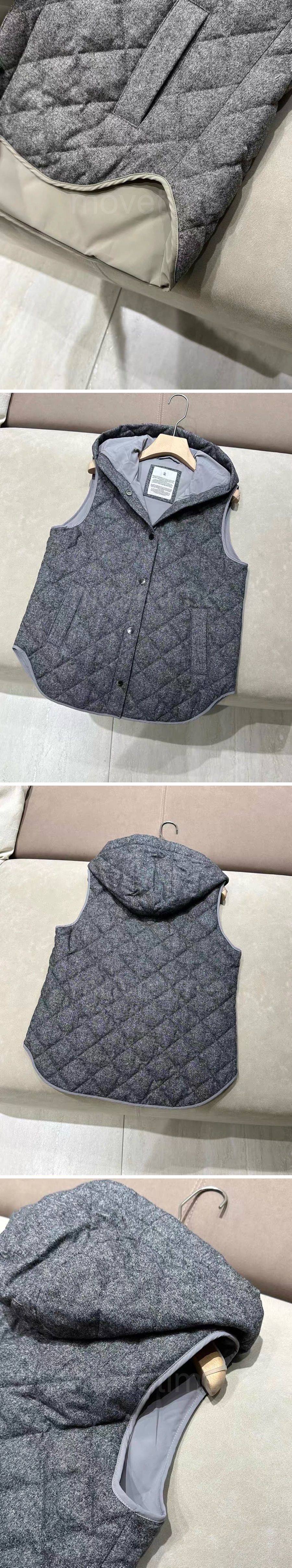 브루넬로 쿠치넬리 여성 퀄팅 다운 패딩 후드 조끼 베스트 26SS 상세이미지 5
